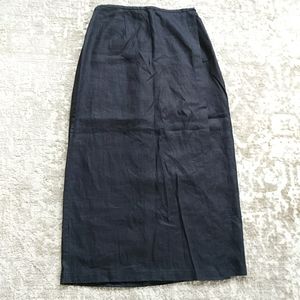 Valerie Stevens Pure Linen Black Wrap Maxi Skirt Size Medium